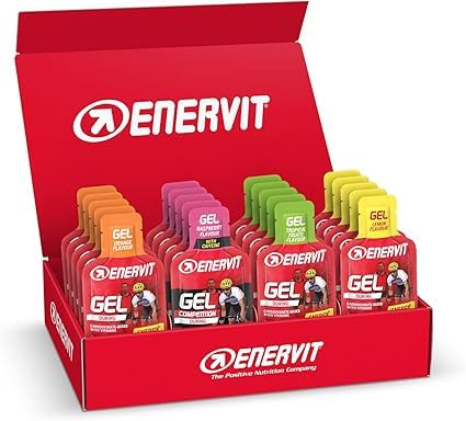 Enervit, Gel Energetico con Vitamine, Confezione Assortita da 20 Gel, 20g di Carboidrati, Adatti Durante Attività Sportiva di Lunga Durata, Alta Densità Energetica, Vegan, Senza Glutine, Pack da 25ml