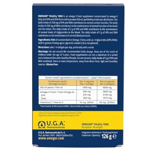 Omega 3 IFOS 5 Stelle 90 cps - Olio di Pesce Omega 3 1000mg - Ricco di EPA e DHA - Senza Retrogusto, Facile da Digerire, Privo di Metalli Pesanti