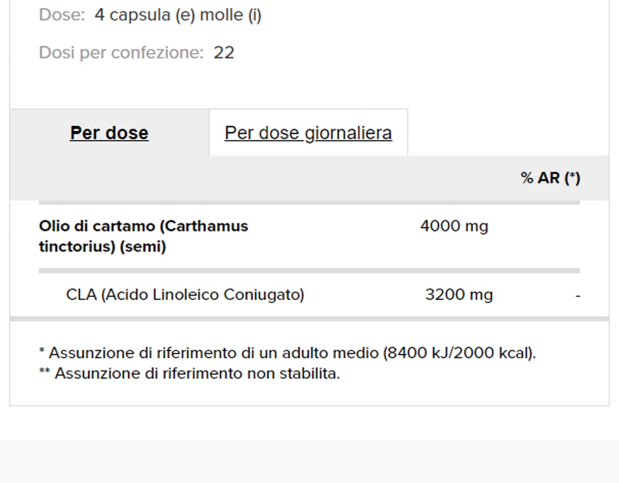 Cla 90 perle, acido linoleico coniugato, fonte Omega 6