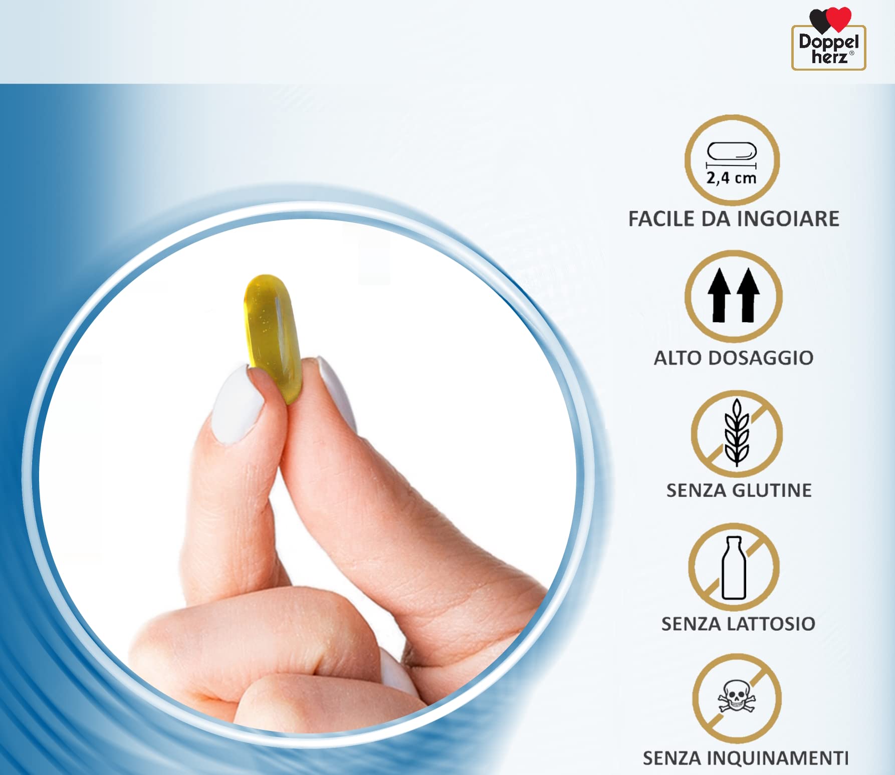 Omega-3 1000-80 Capsule | 300 mg Omega-3 (180 mg EPA + 120 mg DHA) | Olio di Pesce Purificato con Vitamina E | Integratore per Adulti per Cuore, Cervello e Vista - Doppelherz