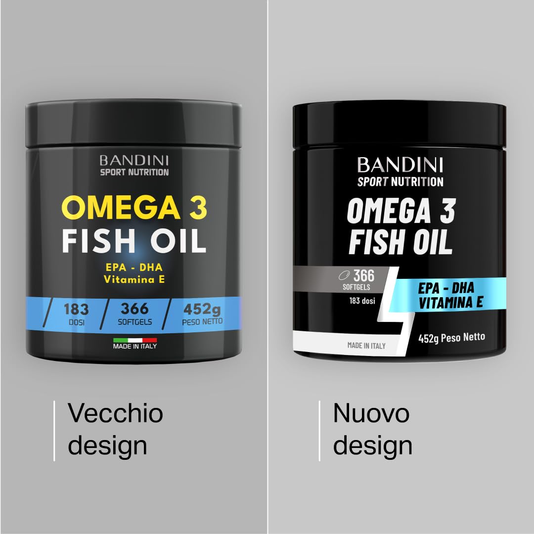 Bandini® Omega 3 Olio di Pesce 2000mg | 366 Capsule Molli (6 mesi) ad Alto Dosaggio - 600mg Acidi Grassi Essenziali EPA e DHA in forma di trigliceridi bioattivi | Omega-3 Softgels - Senza retrogusto