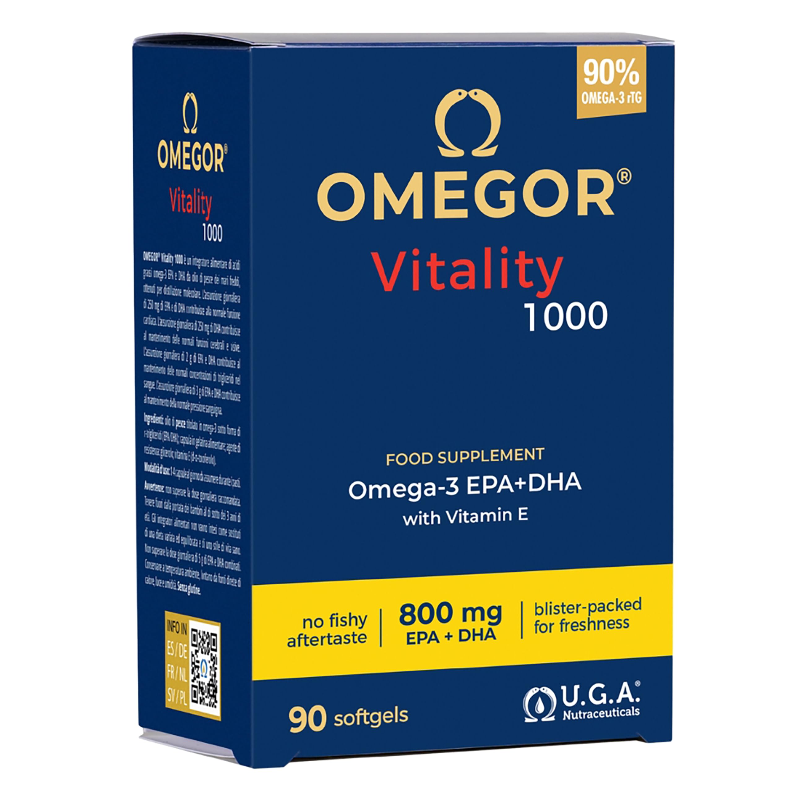 Omega 3 IFOS 5 Stelle 90 cps - Olio di Pesce Omega 3 1000mg - Ricco di EPA e DHA - Senza Retrogusto, Facile da Digerire, Privo di Metalli Pesanti