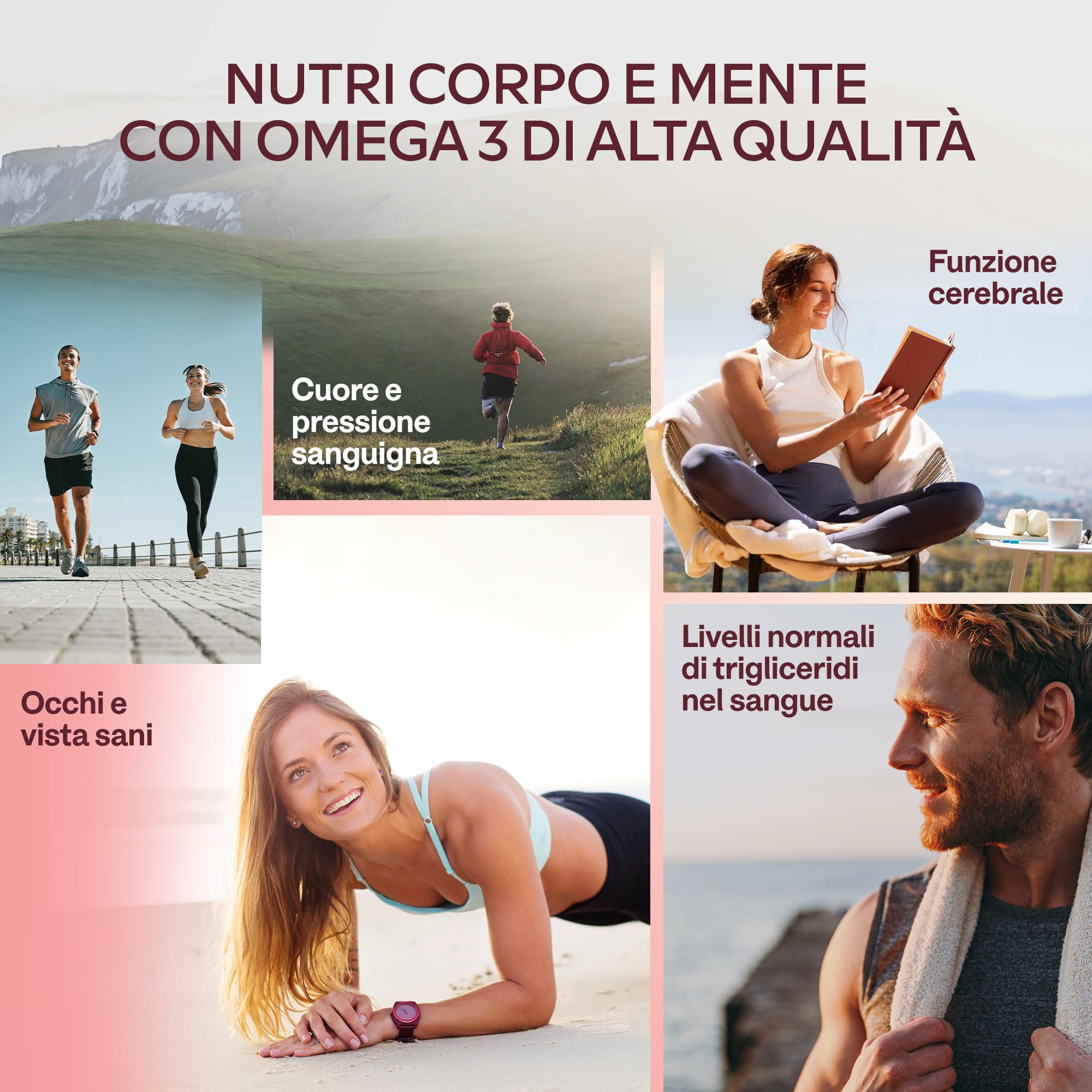 Omega 3 2000mg ad Alto Dosaggio - Olio di Pesce Omega 3 Capsule - Integratore Omega 3 1000mg EPA 500mg DHA per dose giornaliera (2 capsule) - Fish Oil Puro Non-OGM Fonte di Acidi Grassi - 120 softgel