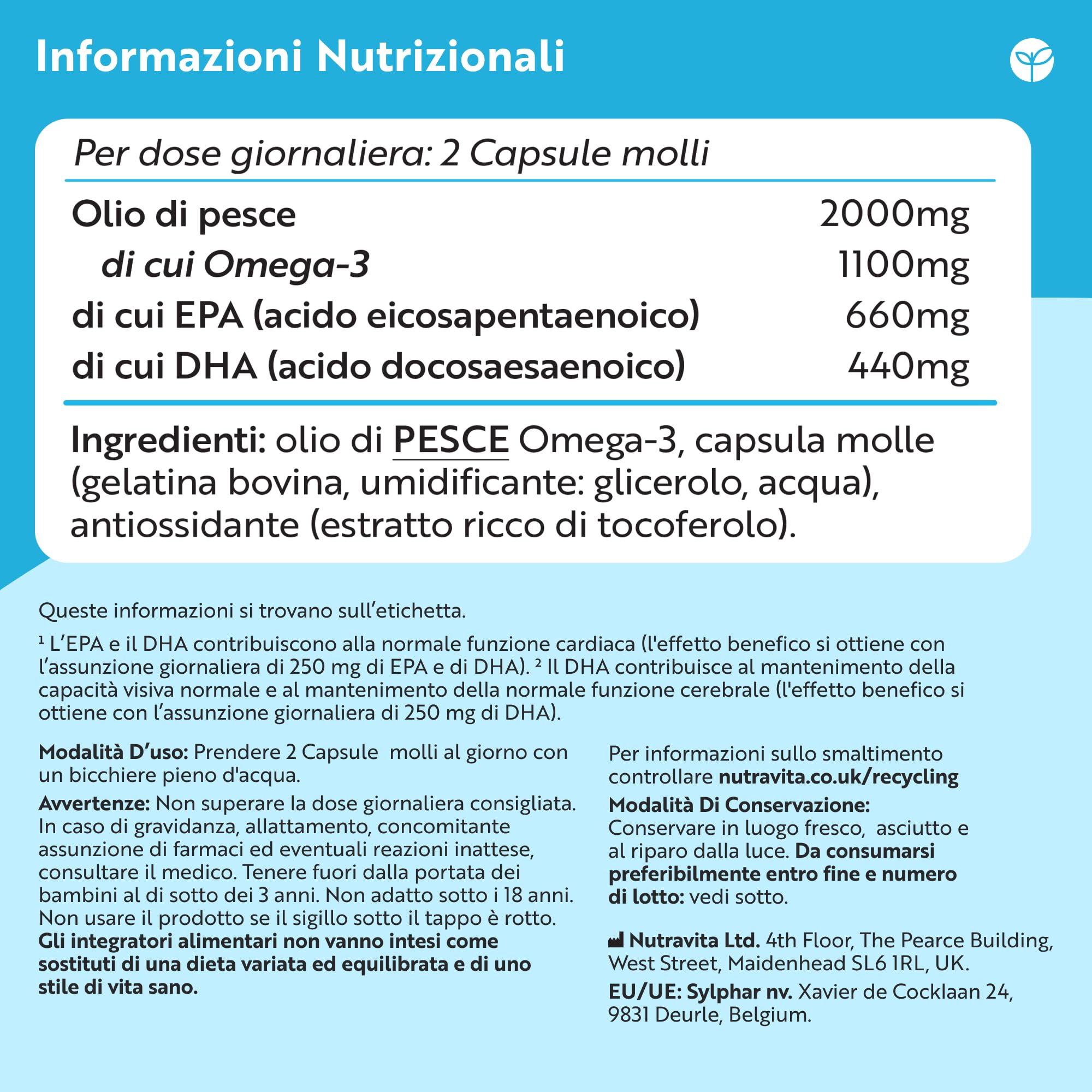 Nutravita Omega 3 2000mg con 660mg EPA e 440mg DHA, 240 Omega 3 Capsule per 4 Mesi di Fornitura, Integratori per Donne e Uomini, Integratore Omega 3 con Olio di Pesce Fish Oil