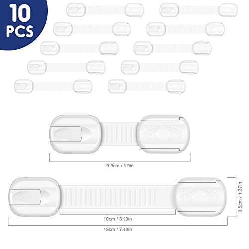Septeamay 10 Pezzi Sicurezza Cassetti Bambini, Bambini Chiusure Sicurezza per Armadietto,Cassetto,Armadio,Frigorifero, Blocca Cassetti per bambini con 3M Adesivo Nessun Trapano Necessarioc - Bianca