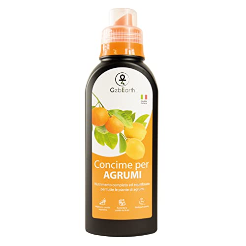 GebEarth - Concime per agrumi liquido da 570g con tappo dosatore, aumenta la produzione dei frutti e contribuisce al mantenimento in salute dei Limoni e tutti gli altri Agrumi [NPK 5-7-8] - 8earn