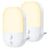 Luce Notturna Bambini, [2 Pezzi] Luce Notturna LED 5 Livelli Luminosità con Sensore Crepuscolare, Luci Notturne da Presa per Camera dei Bambini, Bagno, Corridoio, Cucina, Scale, Bianca Calda