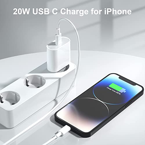 Sakahyro 20W USB C Rapido Caricatore with 2M Cavo for iPhone 14/14 Pro/ 14 Pro Max/ 14 Plus/ 13/12/11/XS/XR/X/8, AirPods, USBC Caricabatterie Spina Adattatore Alimentatore Presa Carica Muro Ricarica - 8earn