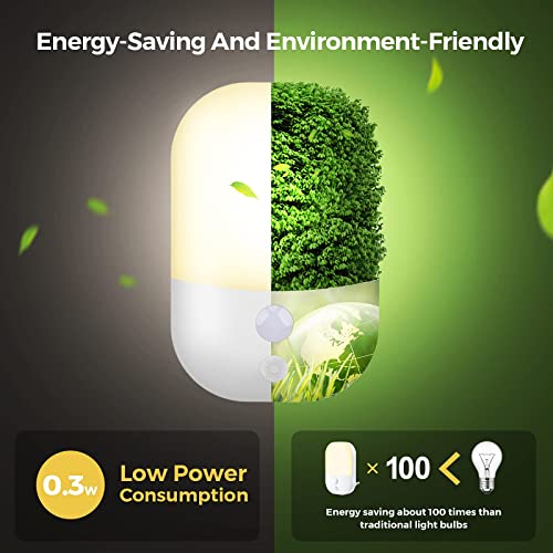 Luce Notturna Bambini, [2 Pezzi] Luce Notturna LED 5 Livelli Luminosità con Sensore Crepuscolare, Luci Notturne da Presa per Camera dei Bambini, Bagno, Corridoio, Cucina, Scale, Bianca Calda