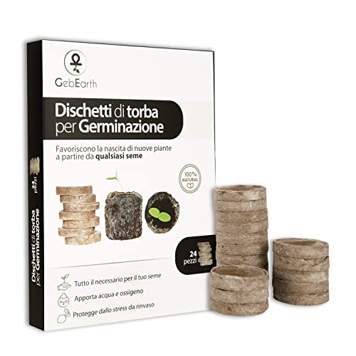 GebEarth - Dischetti di Torba per Germinazione, Confezione da 24 pz di Dischetti di Torba, Ideali per Far germinare Tutti i Tipi di Semi [Aumenta in Modo significativo Il Tasso di germinazione] - 8earn