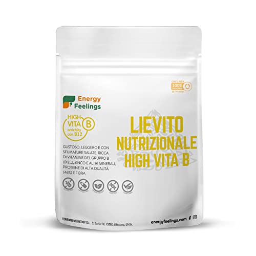 Energy Feelings Lievito Alimentare Nutrizionale B12 in Scaglie 250g | Lievito con Vitamina B12 Naturale | Integratore Lievito Nutrizionale in Fiocchi Senza Glutine e Vegano 51% Proteine