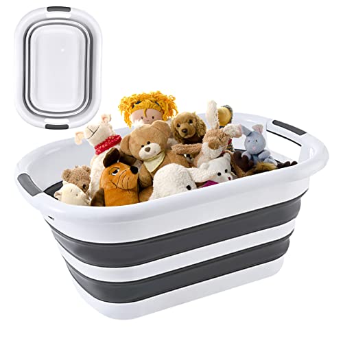 Firschoie Cesto portabiancheria pieghevole da 26 litri, Righello apribile (A x L x P) 23 x 38 x 53 cm, Scatola portaoggetti portatile salvaspazio, Adatto per la casa e il campeggio(nero/bianco) - 8earn
