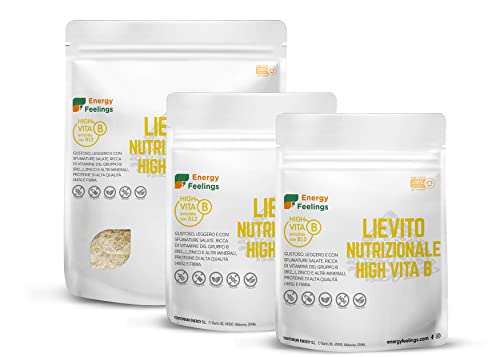 Energy Feelings Lievito Alimentare Nutrizionale B12 in Scaglie 250g | Lievito con Vitamina B12 Naturale | Integratore Lievito Nutrizionale in Fiocchi Senza Glutine e Vegano 51% Proteine
