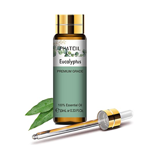 PHATOIL Oli Essenziali di Eucalipto 10 ml, Oli Essenziali Naturali Puri al 100% per Diffusore Umidificatore, Olio Essenziale di Aromaterapia di Grado Terapeutico per Relax - 8earn