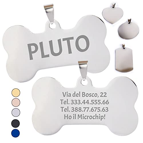 Targhetta personalizzata - incisione laser - ciondolo personalizzato - portachiavi personalizzato - Medagliette per Cani e Gatti Personalizzate - Pendente con Testo, ideale come regalo Made in Italy - 8earn