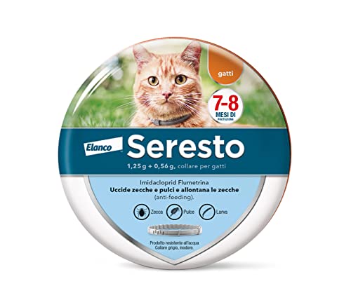 Seresto collare antiparassitario per gatti. Elimina pulci e zecche, fino a 8 mesi di protezione