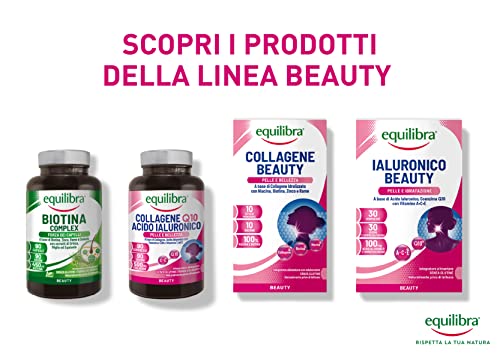 Equilibra Integratori Alimentari, Collagene Q10 Acido Ialuronico, Benessere e Bellezza della Pelle, a Base di Collagene Idrolizzato, Acido Ialuronico, Coenzima Q10, Vitamine C ed E, 90 Compresse - 8earn