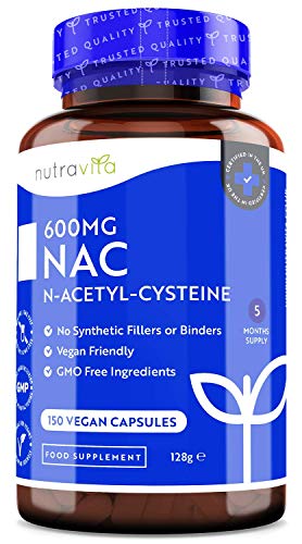 NAC N-Acetil-Cisteina 600mg - 150 Capsule Vegan - Fornitura di 5 mesi di NAC Supplemento - Elevata Biodisponibilità - Senza Additivi Sintetici & Raccoglitori - Prodotte da Nutravita - 8earn