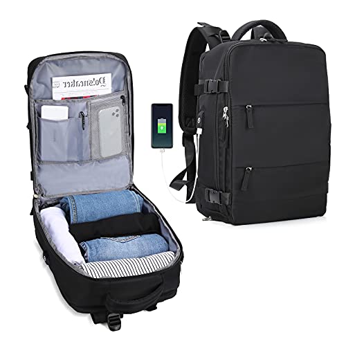 Zaino da viaggio grande da donna, da viaggio, zaino da escursionismo, sportivo da esterno impermeabile, zaino da scuola casual,laptop da 14 pollici con porta di ricarica USB, scomparto per scarpe - 8earn