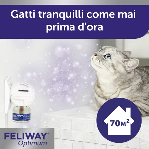 FELIWAY® Optimum – Antistress Calmante di Nuova Generazione per Gatti – Diffusore + 1x Ricarica da 48 ml - Feromoni Felini più Incisivi per Rilassare e Tranquillizzare i Gatti Stressati