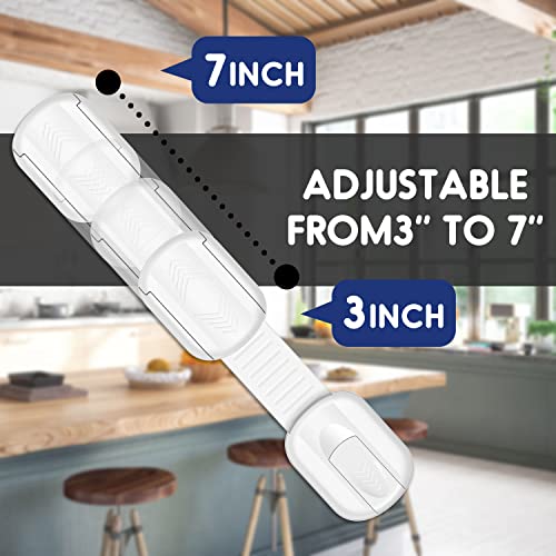 Septeamay 10 Pezzi Sicurezza Cassetti Bambini, Bambini Chiusure Sicurezza per Armadietto,Cassetto,Armadio,Frigorifero, Blocca Cassetti per bambini con 3M Adesivo Nessun Trapano Necessarioc - Bianca