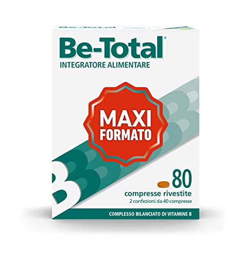 Be-Total Compresse Integratore Alimentare di Vitamine B per Adulti, Aiuta a Rilasciare Energia dal Cibo, Senza Glutine e Senza Lattosio, 80 Compresse (bipack)