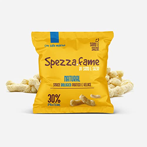 Sano e Sazio Snack Proteico Biologico al gusto Natural - confezione da (8pz x 30g) - spezza fame pratico e veloce con Sale Marino Naturale, senza conservanti, Biologico e prodotto in Italia