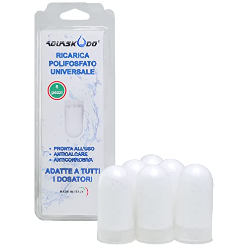 AQUASKUDO – Polifosfati per caldaia ricarica, Filtro anticalcare per caldaia universale, Anticalcare caldaia, 6 Cartucce polifosfato per caldaia universali pronte all’uso - 8earn