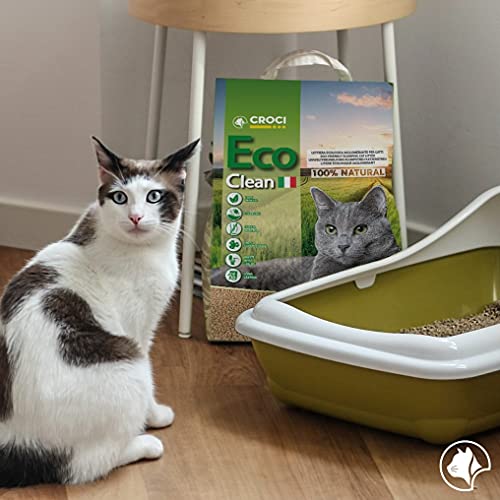 Croci Lettiera Eco Clean 10 L - Lettiera Gatti agglomerante, Biodegradabile si getta nel WC, 100% vegetale, Sabbia Antiodore di lunga durata