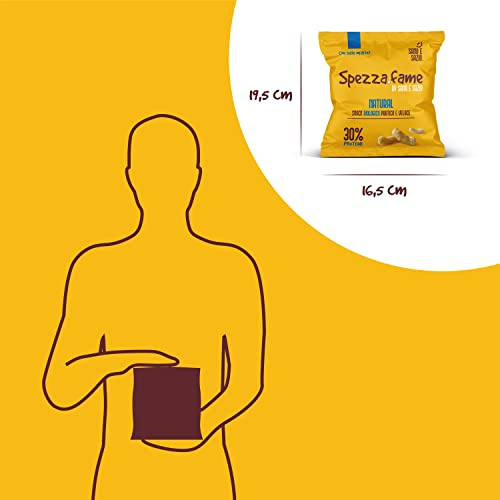 Sano e Sazio Snack Proteico Biologico al gusto Natural - confezione da (8pz x 30g) - spezza fame pratico e veloce con Sale Marino Naturale, senza conservanti, Biologico e prodotto in Italia