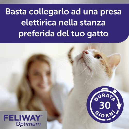 FELIWAY® Optimum – Antistress Calmante di Nuova Generazione per Gatti – Diffusore + 1x Ricarica da 48 ml - Feromoni Felini più Incisivi per Rilassare e Tranquillizzare i Gatti Stressati