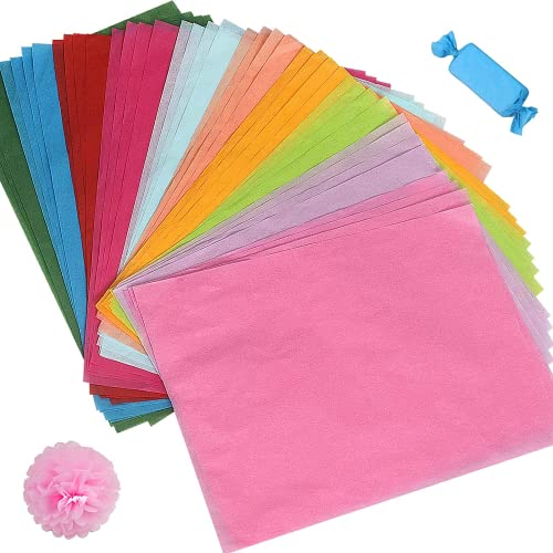 100 fogli di carta velina, 21 x 30 cm, carta da imballaggio, carta velina colorata per pompon, fai da te e hobby creativi(10 colori) - 8earn