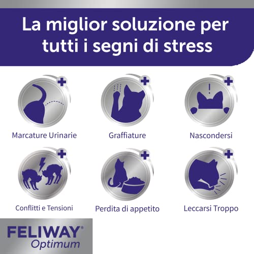 FELIWAY® Optimum – Antistress Calmante di Nuova Generazione per Gatti – Diffusore + 1x Ricarica da 48 ml - Feromoni Felini più Incisivi per Rilassare e Tranquillizzare i Gatti Stressati