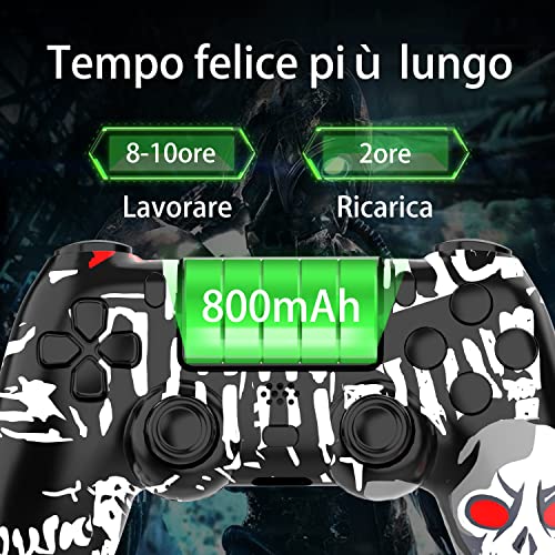 YUYIU 【Aggiornamento Wireless Controller per Ps4 Remote Plays-tation 4/Slim/Pro/PC, Controllori con Doppio Vibrazione Shock Speaker, Jack per Cuffie Touch Pad Six Axis Motion Control (SKULL) - 8earn