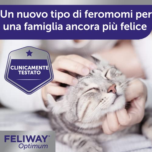 FELIWAY® Optimum – Antistress Calmante di Nuova Generazione per Gatti – Diffusore + 1x Ricarica da 48 ml - Feromoni Felini più Incisivi per Rilassare e Tranquillizzare i Gatti Stressati