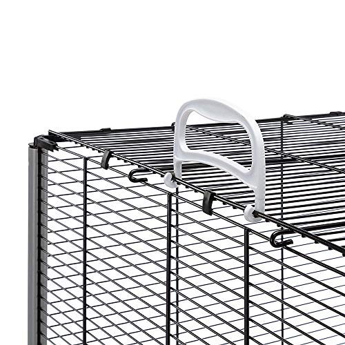 Ferplast Gabbia Spaziosa per Canarini, Cocorite e Uccelli Esotici Planeta, con Accessori, Supporto Portaoggetti con Ruote, Metallo Verniciato Nero, Fondo in Plastica Marrone, 97 X 58 X H 173,5 cm