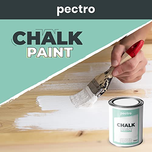 PECTRO Chalk Paint Vernice a Gesso 750ml + Pennello Tondo in Legno Pack - Pittura per Mobili Senza Carteggiare - Chalk Paint Bianco e Colori per legno Efetto Polvere (BIANCO ANTICO) - 8earn