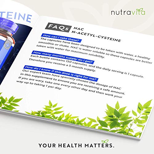 NAC N-Acetil-Cisteina 600mg - 150 Capsule Vegan - Fornitura di 5 mesi di NAC Supplemento - Elevata Biodisponibilità - Senza Additivi Sintetici & Raccoglitori - Prodotte da Nutravita - 8earn