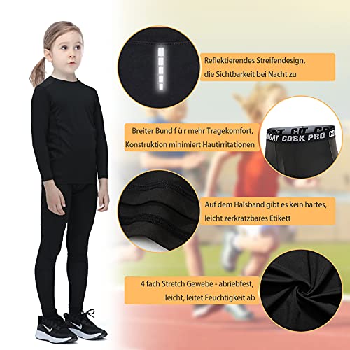 Leeboom Bambini Intimo Termico Set di Biancheria Termica Bambin Manica Lunga Funzionale E da Sci da Bambina E Bambino Traspirante Intimo Termico Set Base Layer E Isolante per Sci Tuta Termica - 8earn