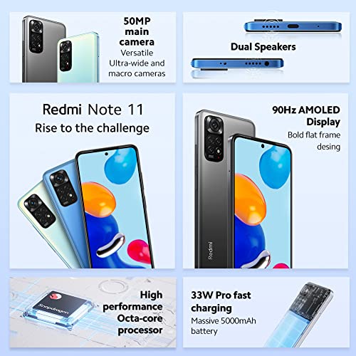 Xiaomi Redmi Note 11 - Smartphone 4+128GB, Display AMOLED FHD+ 6.43” 90Hz, Snapdragon 680, quadrupla fotocamera 50MP, 5000mAh, Graphite Grey (IT + 2 anni garanzia) Alexa mani libere - 8earn