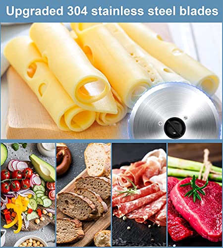 Affettatrice Elettrica da Casa 150W Affettatrice Acciaio Inossidabile Affettatrice Professionale Spessore Regolabile 0-18 mm Affettatrice Piccola per Pane Carne Frutta e Verdura - 8earn