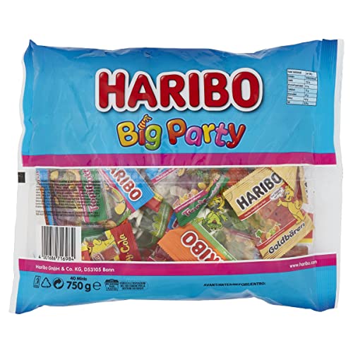 HARIBO BIG PARTY, Caramelle Gommose Multipack, Gusto Frutta, 40 Mini Bustine, Ideale per Feste, 750 gr - 8earn