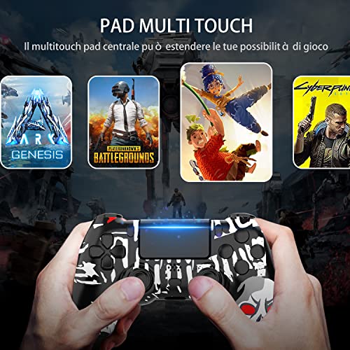 YUYIU 【Aggiornamento Wireless Controller per Ps4 Remote Plays-tation 4/Slim/Pro/PC, Controllori con Doppio Vibrazione Shock Speaker, Jack per Cuffie Touch Pad Six Axis Motion Control (SKULL) - 8earn