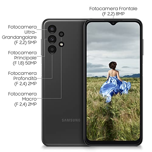 Samsung Galaxy A13 Smartphone Android, Processore Dual+Exa Core, Display Infinity-V da 6.6¹, Android 12.3 GB RAM, 32 GB di Memoria Interna Espandibile² Batteria 5.000 mAh³, Black [Versione italiana] - 8earn