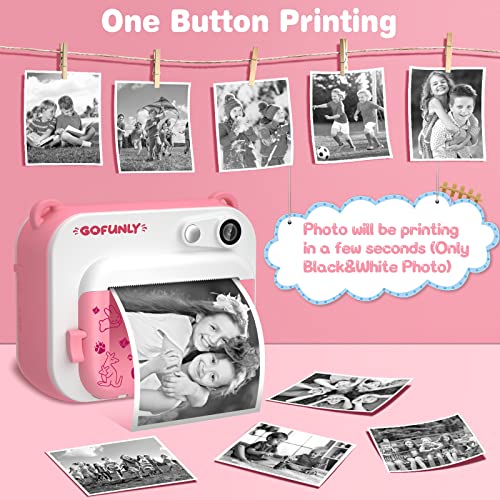Gofunly Macchina Fotografica Bambini Istantanea, 2.0 Pollici Schermo 12MP/1080P HD Videocamera, Fotocamera Digitali Stampa Istantanea per Bambino con 32GB Scheda SD, Regalo per Bambini dai 3-12 Anni - 8earn
