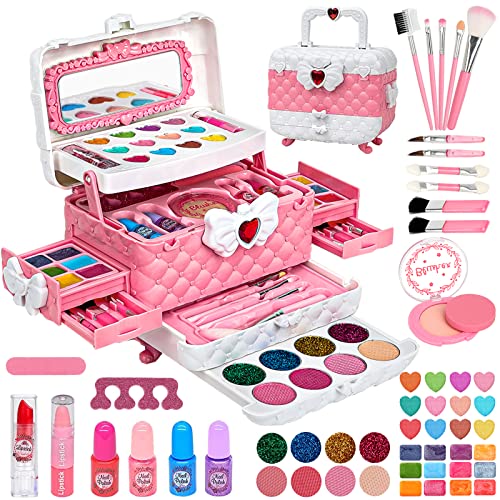 Trucchi Bambina Set, 55 pezzi Trucchi Bambina Anallergici, Lavabile Set Di Trucchi Per Bambini, Valigetta Trucchi Bambina, Giochi Bambina Natale Compleanno Regalo Bambina 3 4 5 6 7 8 9 10 Anni - 8earn