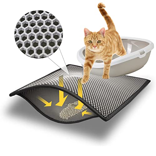 Bypet Tappetino per lettiera per gatti, 30 x 40 cm, design a nido d'ape, impermeabile, doppio strato, design a nido d'ape, colore: grigio - 8earn