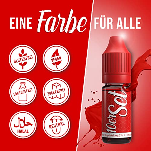 Coloranti alimentari 10x10ml Colorante ad alta concentrazione, Prodotto in Germania senza zucchero, liquido, per colorare bevande, torte, pasticceria, guarnizioni, slime e molto altro …