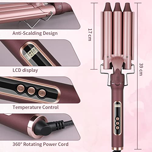 Ferro Arricciacapelli, GEEDIAR Ferro Capelli con 5 Diversi Diametri Intercambiabili, Riscaldamento in 30 Secondi, Cura dei Capelli Agli Ioni Egativi, Blocco Schermo Automatico, Crea ricci Perfetti - 8earn