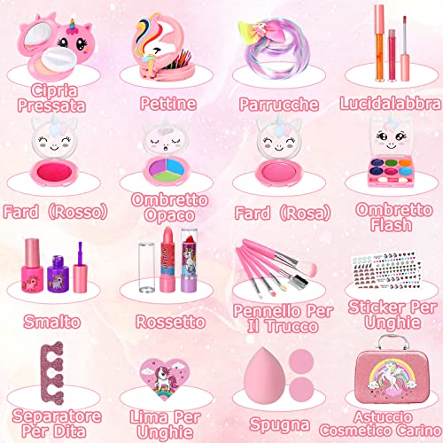 Trucchi Bambina Set, 26 Pezzi Sicuro e Atossico e Lavabile Valigetta Trucchi Bambina Anallergici, Giochi Bambina Natale Compleanno Regalo Bambina 3 4 5 6 7 8 9 10 Anni